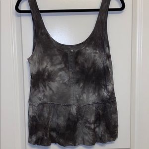 Tie dye black/gray/white tank top